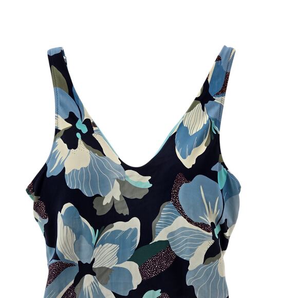 Athleta Swimsuit Womens Small Petite Seychelles Horo Bloom Dress Blue Floral - Picture 4 of 8